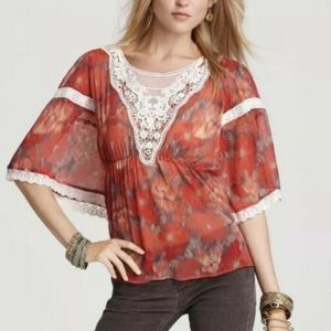 Free People Lace Sheer Crocket Top